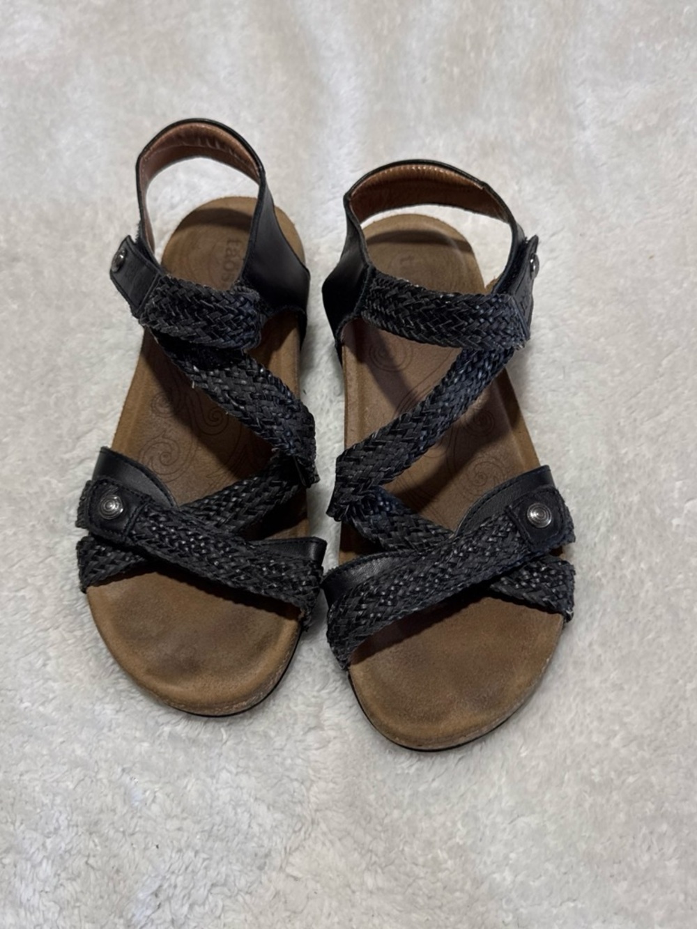 Taos Footwear Black Braided-Strap Comfort Sandals